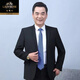 Classic car spring and autumn middle-aged men's three-button suit suit, loose large size, middle-aged and elderly dad's outfit, wedding business suit, men's complete set, 3-button pure black single suit top, 180 yards/2XL recommended 140-155 Jin Jin equals 0.5 kg