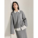 INMAN Gray Silver Fox Velvet Sweater Skirt Set 2024 Winter Women's New Round Neck Slimming Two-piece Set Floral Gray S