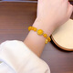 Holy glass golden yellow beeswax carved small shoe tassel bracelet showing white Nepal amber bracelet ancient retro style jewelry for women beeswax small shoe tassel bracelet