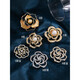 QUAMER small fragrant style brooch, high-end women's camellia corsage 2024 new trendy luxury brooch A style gold large size (50*51mm)