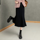 Sibaishe High Waist Fishtail Skirt 2025 Autumn New Women's Fashion Simple Mid-Length Slim Skirt