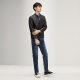 Siete marcas [piel de oveja] chaqueta de cuero genuina para hombres 2025 Spring and Summer New Business Investment Black Standing Collar a prueba de viento L (175)