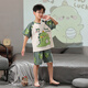 
Boys pajamas summer pure cotton loose short sleeve thin suit children boy medium-sized children dinosaurs wear home clothes XP897 green dinosaur 140 little boy 16 size height 135-140cm70Jin [Jin equals 0.5 kg]