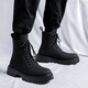 Jingmai Cowide Martin Boots Herren High Top Lederschuhe Herrenstiefel Mittelstiefel Frühling und Herbst Hochverstärkt atmungsaktive schwarze Lokomotive-Stiefel Schwarze High-Top-Matte [Frühling und Sommer] Größe 40 (= Sportschuhe 41)