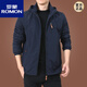Romon Outdoor Herrenjacke Herbst und Winter 2025 Neue Herbstkleidung für Männer mittleren Alters und Fleece-Jacke Herren Frühling und Herbst Dick 9898 Dunkelblau plus Fleece Style M