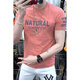 FHHUABD national trend cotton summer short-sleeved T-shirt men's printed and embroidered Korean style slim and simple men's T-shirt ins fashion blue white t1484 L suggest 115-130Jin [Jin equals 0.5 kg]