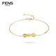FENS Jewelry New Year Gift 18K Gold Diamond Bracelet Girl Bow Cute Hand Accessories Birthday Gift 18K Gold Diamond Bracelet (Total Length Approximately 18cm)