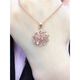 Yuan ethnic Russian 585 ladies purple gold necklace 18K rose gold color gold clavicle chain hollow flower single pendant