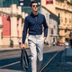 Mr. Bu spring and autumn style men's long-sleeved pure cotton T-shirt patented eight-character collar business casual men's clothing BT11972 deep sea blue XL (180)
