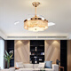 LUNXIYA Crystal Invisible Ceiling Fan Light Living Room Fan Light Dining Fan Light Bedroom Modern Simple Chandelier Zhongshan Lighting YX-825-Gold-diameter 108CM+Three Colors+Remote Control