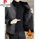 Pierre cardin autumn and winter jacket men's jacket plus velvet thickened medium and short style woolen coat lapel woolen grey 836 M (100-115Jin [Jin equals 0.5 kg])
