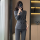 Gesaiya business formal women's long-sleeved suit suit women's double-breasted professional suit spring, autumn and winter interview commuter suit black jacket + B259 bell bottoms XL