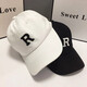 杨饰公子帽子男鸭舌帽春夏季防晒帽韩版时尚女遮阳帽R字母棒球帽 R黑色 均码 可调节