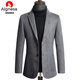 AIGNESA autumn and winter high-end wool suit men's herringbone wool casual suit tweed slim single suit woolen top jacket herringbone gray 190/104XXXL