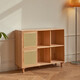 Green hair solid wood bookcase combination rattan sliding door bookcase bookcase study furniture display cabinet beech wood color 5 sliding doors 2x5 (674*320*1858mm)