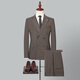 Shanghai-style Haoyu suit men's slim business formal suit three-piece double-breasted lapel collar groomsmen suit groom's suit 8935 dark khaki (suit + vest + trousers) XL (175)
