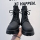Jingmai Cowide Martin Boots Herren High Top Lederschuhe Herrenstiefel Mittelstiefel Frühling und Herbst Hochverstärkt atmungsaktive schwarze Lokomotive-Stiefel Schwarze High-Top-Matte [Frühling und Sommer] Größe 40 (= Sportschuhe 41)