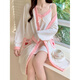 Danyuting Strawberry Bear suspender pajamas women's spring and autumn summer chest pad nightgown sexy nightgown two-piece set home clothes women 9901 skirt two-piece set strawberry bear - pink one size m 160