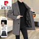 Pierre Cardin Goose Down Double-sided Woolen Coat Men's Wool Woolen Windbreaker Mid-Length Wool Wool Jacket Spring Autumn Winter Knitted Black (100 Wool + Goose Down Liner) XL 140-155Jin Jin is equal to 0.5 kg
