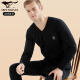 Septwolves Autumn Clothes and Autumn Pants Men's Pure Cotton Thermal Underwear Set V-neck Autumn and Winter Cotton Sweater Antibacterial Threads Black XL