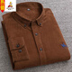 Vogelscheuche 100% reines Baumwoll-Cord-Hemd Herren-Langarm-Hemd junger loser großer, großer Vateranzug Hellbraun GC-702 Brown [Langschlärm/Taschenstil] M 39 [110-125jin [Jin gleich 0,5 kg]]]