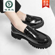 Woodpecker Men's Moders 2025 Nouvelles chaussures pour hommes Souleuses épaisses semelles brillantes Chaussures en cuir à tendance Lazy Chaussures 3519 Black High Quality version 40