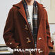 FULL MONTY【牛角扣】毛呢大衣男款连帽呢子大衣商务休闲羊毛中长款外套秋冬 焦糖色6241 50