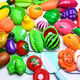 Meibosen Kindersimulation geschnitten Obstspielzeug geschnitten Leche Pizza Gemüse Dampfer Jungen und Mädchen spielen Hausgeschnitten Look Set 32-teiliges Set zufälliger Obstgemüse + Pizza