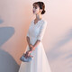 Seidler banquet evening dress for women 2025 new noble temperament white long birthday party dress can be worn at ordinary times white XXL