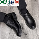Cartelo High-End-Männerschuhe echte Leder-Leder-Lederschuhe Herren und Samt Baumwollschuhe Herrenboden Weiche Bodschicht Cowhide mittlere und ältere Vaters Schuhe Schwarz Viersaison 6627 38