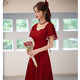 Lankaroni Lankaroni toast suit bride can wear wedding engagement dress return small evening dress lace burgundy medium length M