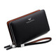 WILLIAMPOLO Paul double zipper leather clutch handbag handbag men's wallet business men's bag large capacity hand grab leather bag black
