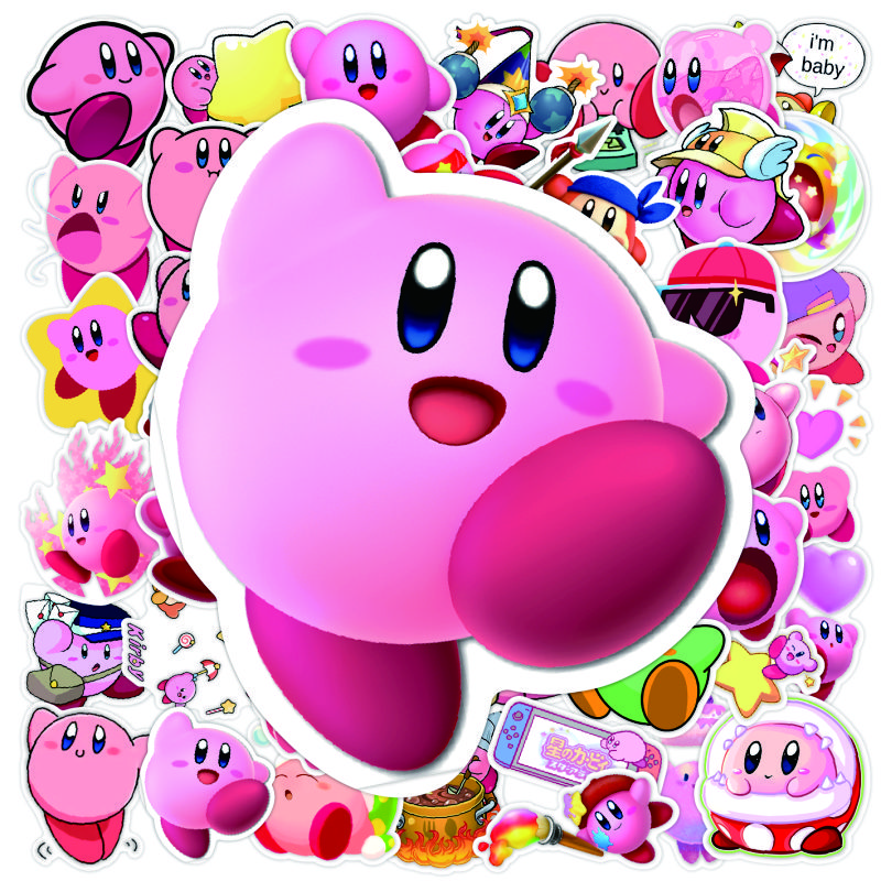 Netter Star Kirby Kirby Aufkleber Cartoon Mobile Aufkleber Tablette Wasserbecher Handkonto DIY kleiner Aufkleber wasserdichte Aufkleber zufällig 10