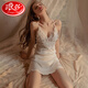Langsha nightgown women's sexy nightgown women's nightgown autumn and winter with chest pad lace suspender nightgown home clothes