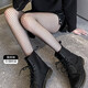 Langsha 3 pairs of fishnet stockings female letters sexy ultra-thin black stockings thin socks black bottoming pantyhose