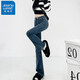 
Jeanswest jeans women's trendy and fashionable retro high waist stretch slim fit slim floor versatile long trousers for women 6636 retro blue trousers S