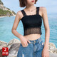 Modal Lace Suspender Tube Top Women's Summer Thin White Bottoming Underwear Short Style Back-proof Anti-exposure Wrap Chest Vest Black 2 Pieces L (120-140) Jin Jin equals 0.5 kg There are ones with breast pads. Remarks required