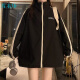 Kuyi field reversible American high street retro short jacket women's spring and autumn casual jacket new loose student jacket J235 black [high quality 51] M80-100Jin [Jin equals 0.5 kg]