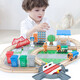 Little Wooden Track Train Toys Детские строительные сборочные блоки высокоскоростных железнодорожных электрических поездов 3-6-летние подарки на день рождения мальчика 139 кусочков экологически чистых дорожек [в коробках + дерево бука]]