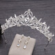 Shijun (SHIJUN) birthday princess crown tiara for adults Korean wedding dress bride wedding crown three-piece set forest style super fairy wedding hair silver necklace + earrings ear clip gift box