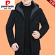Pierre Cardin casual jacket for middle-aged men 2025 autumn and winter new hooded top daddy jacket new product 98563G gray cotton plus thick L 175 suitable for 115-135 Jin Jin equals 0.5 kg