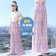 Pitt Pitt Girls Widm-Bein Hosen Sommer Dünne Kindereiseisenhose Große Kinder Kleidung Mädchen Moskito-Repellenthosen Straighthose Lose 15088 Pink Purple + 9889 Weiß [Set] 120 cm