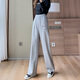 
Pier Cardin waffle pants for women with wide-leg pants high waist drooping autumn and winter new Korean loose straight floor pants 13556 Black normal S