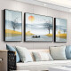 Quanxiangge New Chinese Style Living Room Decorative Painting Modern Simple Sofa Background Wall Decorative Painting Bedroom Hanging Painting Restaurant Light Luxury Crystal Porcelain Painting Hotel Lobby Landscape Painting Hotel Mural Gold Fortune Elk A Style Small Set (Left and Right 40*60 Middle 80*60) Fabric Painting PS Frame