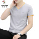 
Woodpecker (TUCANO) Odell Cotton Summer V-neck Short-sleeved T-shirt Men's Trendy Base Shirt Half-sleeved Slim Body Shirt Pure Cotton Casual Clothes Q691 Light Gray 4XL [Suggested 170-190Jin [Jin equals 0.5 kg]]