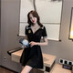 Tangjun Nightclub Sexy Women's Clothing Sleim Nightclub Sexy Dress Massage Massage Short Dress Press Prome Prome Black [726 моделей] L предлагает 100-110JIN [JIN равно 0,5 кг]