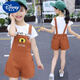 
Disney Girls Summer Strap Shorts Set 4-12 Years Old Medium-Grand Children Short Sleeve Overalls Two-Piece Set Pure Cotton Fashionable Pink 120