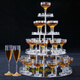 He Jiagong champagne tower cup new champagne tower wedding props three-layer round acrylic wine tower shelf birthday hotel pie thickened champagne cup 22 pieces