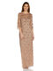 Adrianna Papell Women's Beaded Fantasy Shift Gown Rose Gold 0