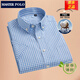 Meister Polo Paul Offizielle Marke kurzärärmiges Hemd Männer lässige Sommer-Sommer-Herren reines Baumwollfreies Bügelhemd F983 Grün und Weiß kleiner Plaid 38